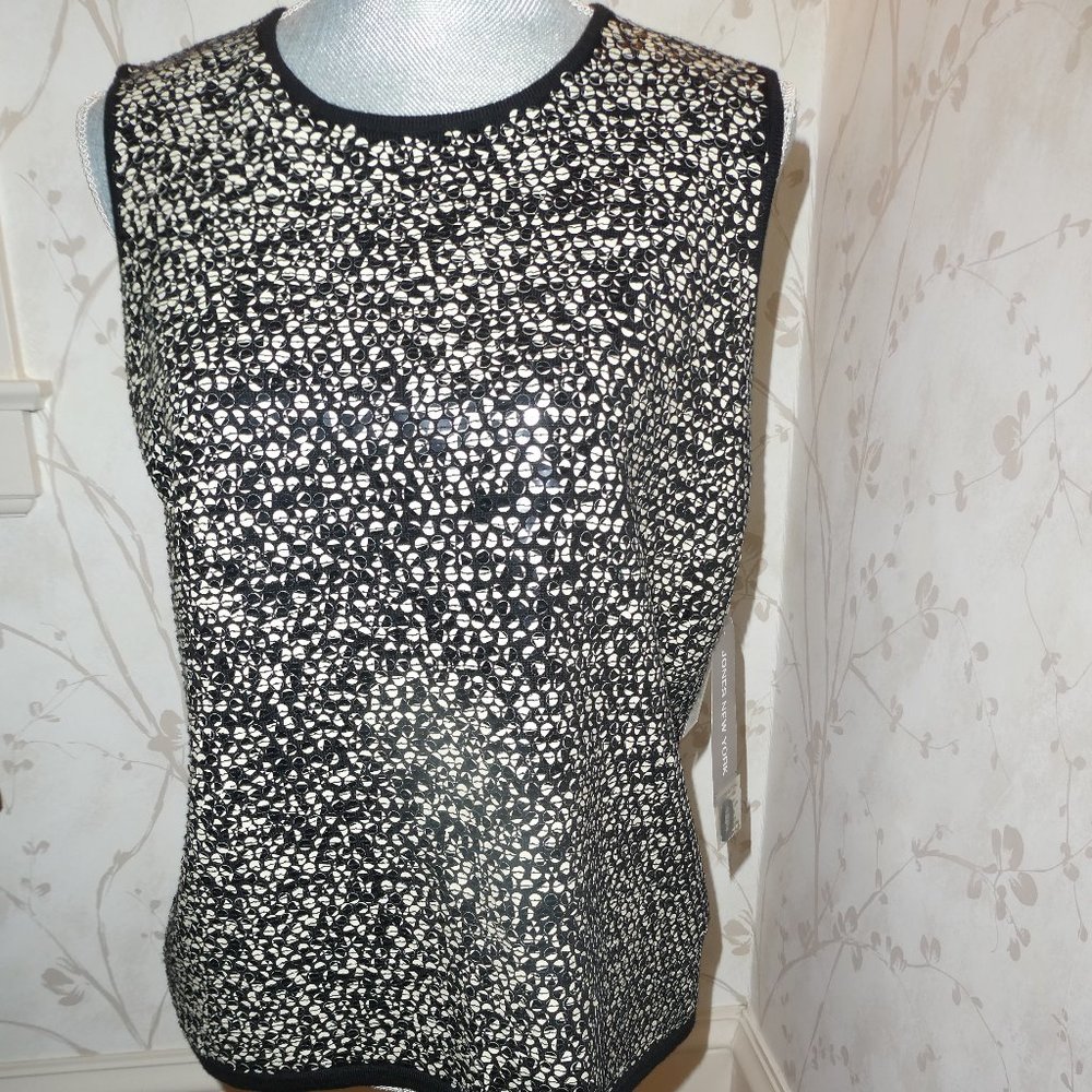 BRAND NEW SLEVELESS SEQUINED BLACK AND WHITE SHELL-STUNNING!